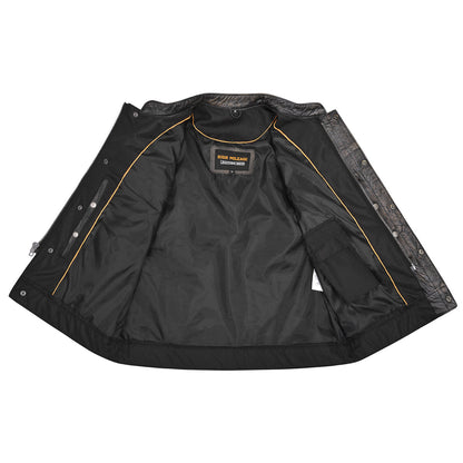 High Mileage HMM914DB Mens Premium Cowhide Distressed Brown SOA Style Biker Club Leather Motorcycle Vest