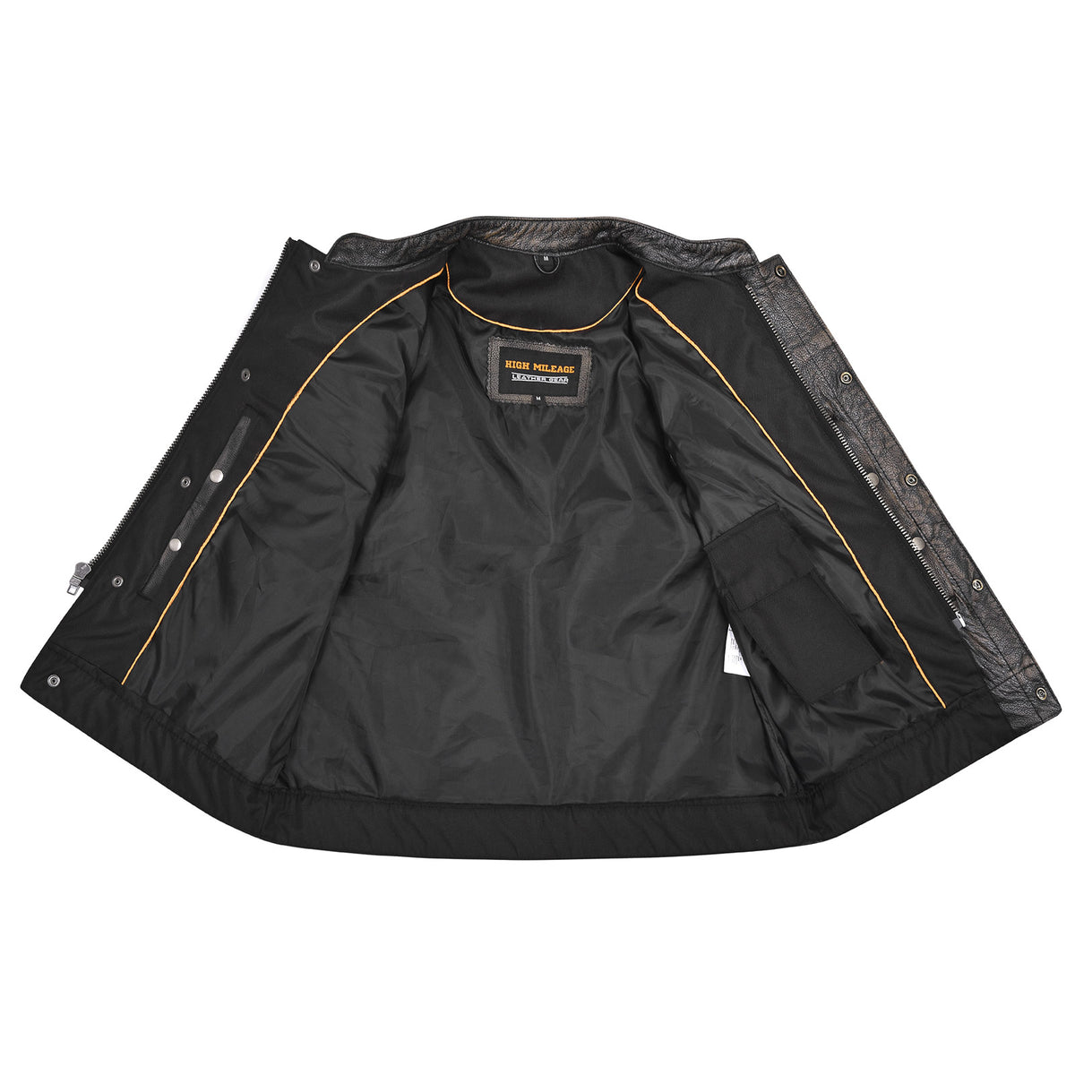 High Mileage HMM914DB Mens Premium Cowhide Distressed Brown SOA Style Biker Club Leather Motorcycle Vest