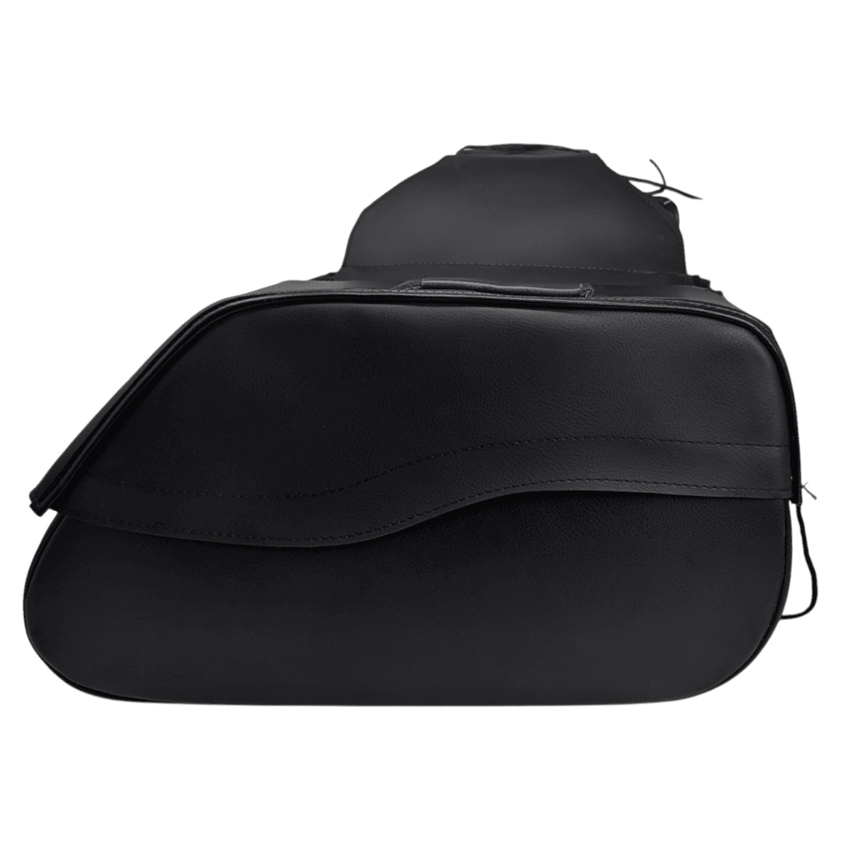 Vance VS225B Black Plain Motorcycle Saddlebags 30L Water-Resistant Fits Honda, Yamaha, Kawasaki, Indian, and Harley