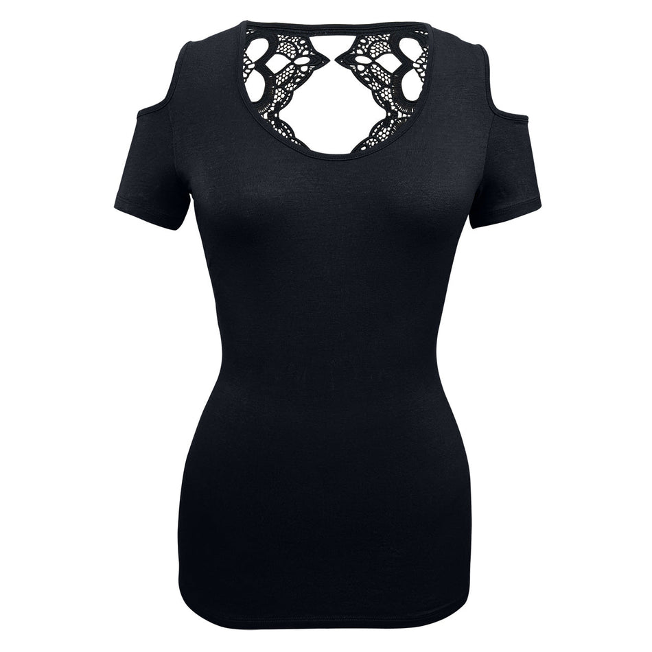 VB021/VB121 - Ladies Half Sleeve Shirts Lace back and shoulder cutoffs