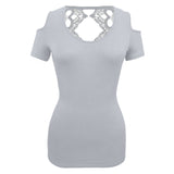 VB021/VB121 - Ladies Half Sleeve Shirts Lace back and shoulder cutoffs