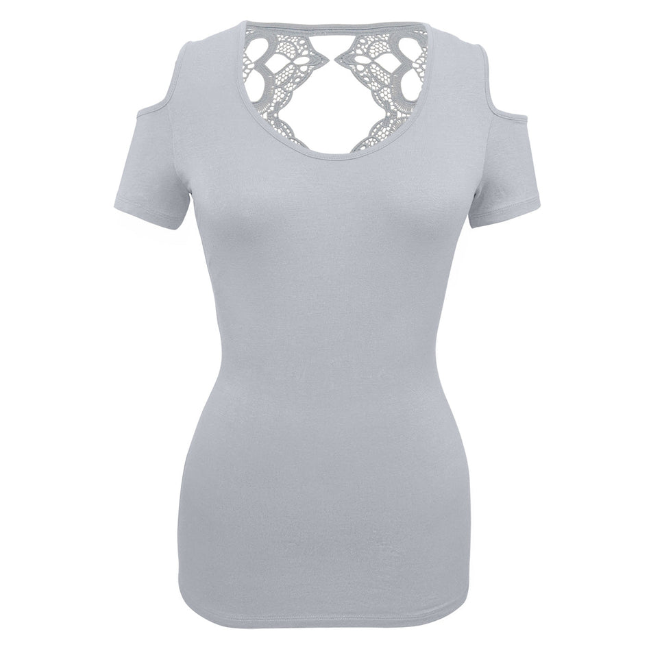 VB021/VB121 - Ladies Half Sleeve Shirts Lace back and shoulder cutoffs