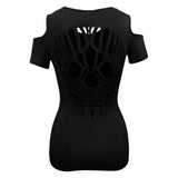 VB024/VB124 - Ladies Half Sleeve Shoulder Cutoffs Shirts Sugar Skull Lace Design on back
