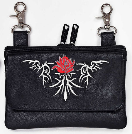 Vance Leather's Premium Leather Purses Ladies Belt Loop Purse 7.5x5 Rose Designs