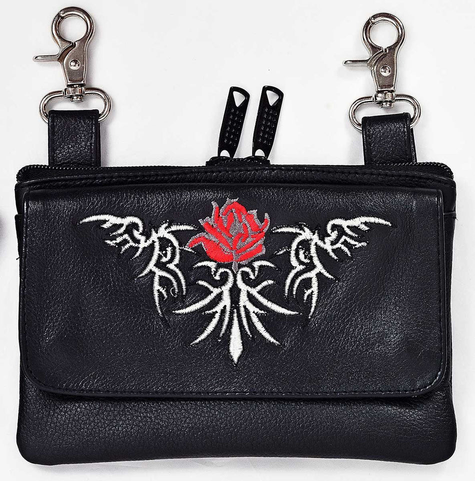 Vance Leather's Premium Leather Purses Ladies Belt Loop Purse 7.5x5 Rose Designs