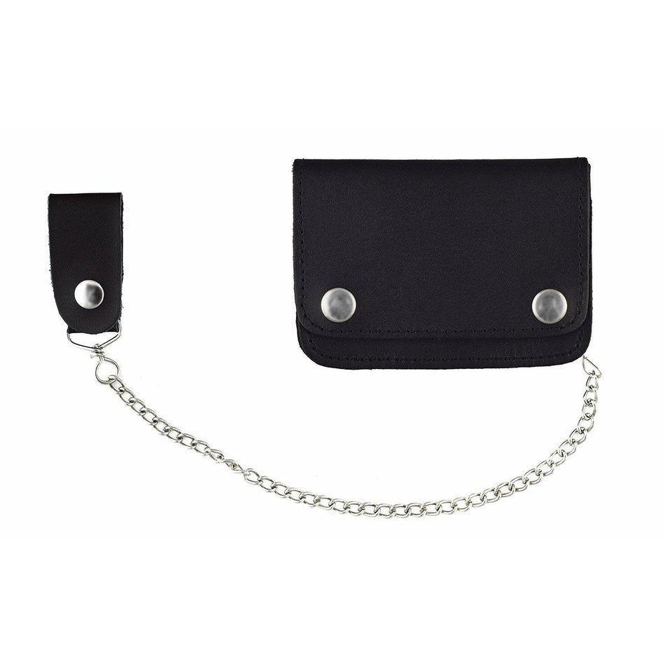 VA420 Men's Bifold Premium Biker Wallet with Chain