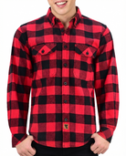 Men's Classic Red Long Sleeve Plaid Button Down Casual Flannel Shirt