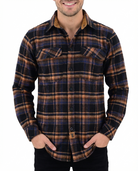 Men's Lumberjacket Midnight Rust Long Sleeve Plaid Button Down Casual Flannel Shirt
