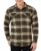 Tuscan Gold Men's Long Sleeve Plaid Button Down Casual Flannel Shirt