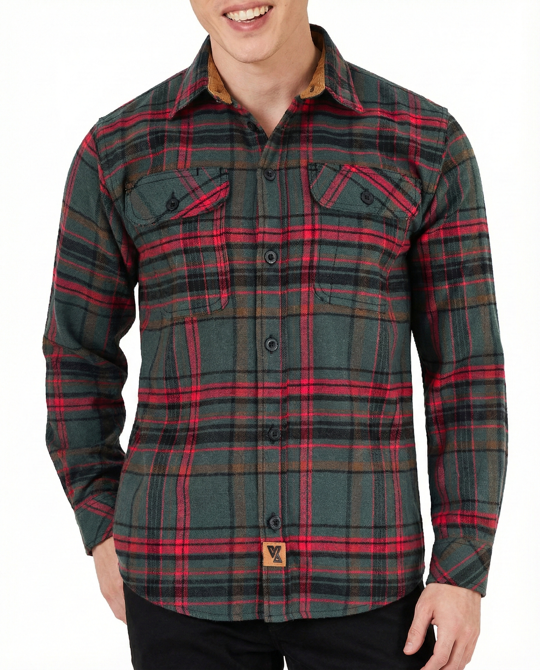 Woodlot Men's Long Sleeve Plaid Button Down Casual Flannel Shirt