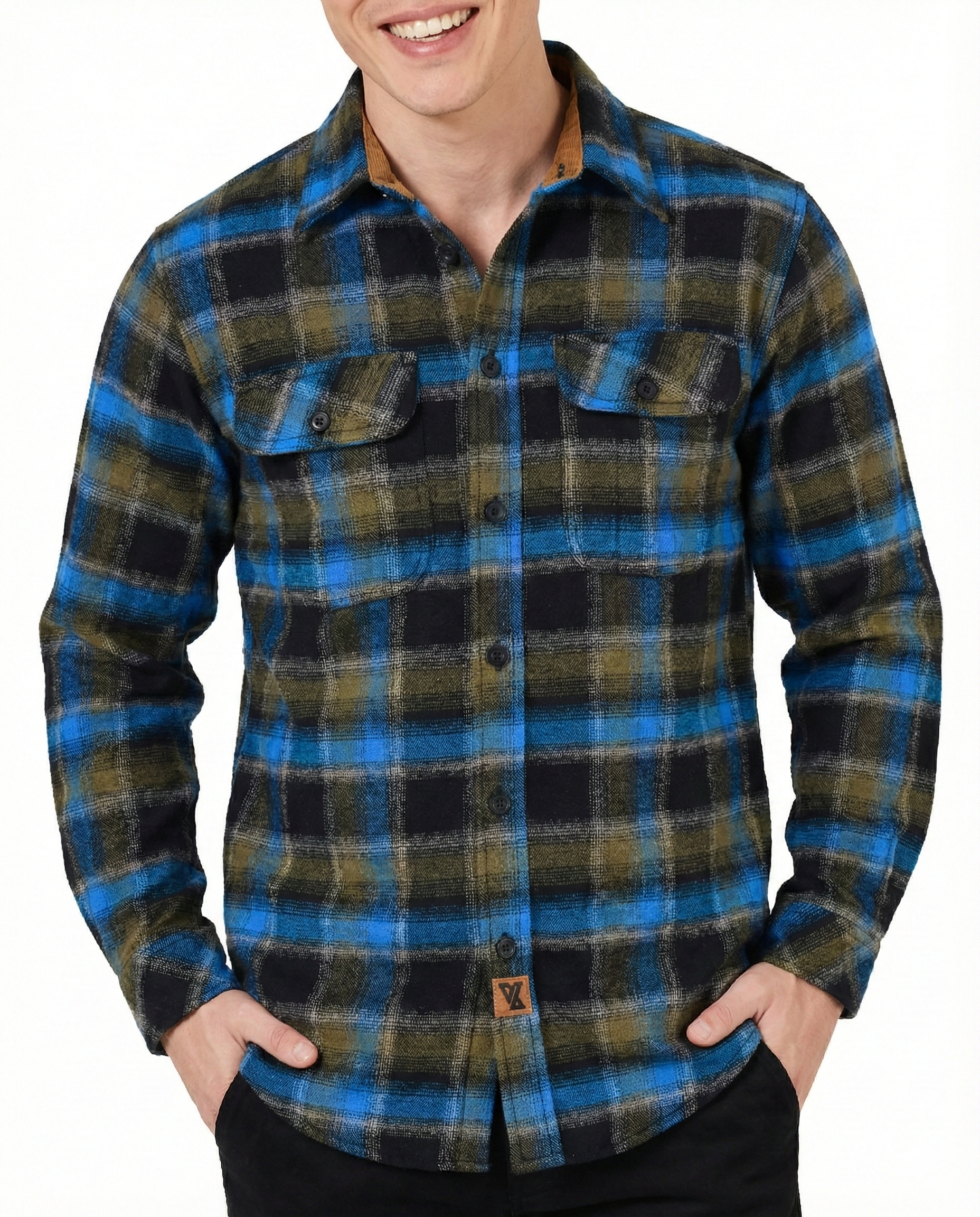 Plaid River Men's Long Sleeve Plaid Button Down Casual Flannel Shirt
