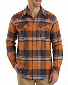 Men's Cobalt Long Sleeve Plaid Button Down Casual Flannel Shirt