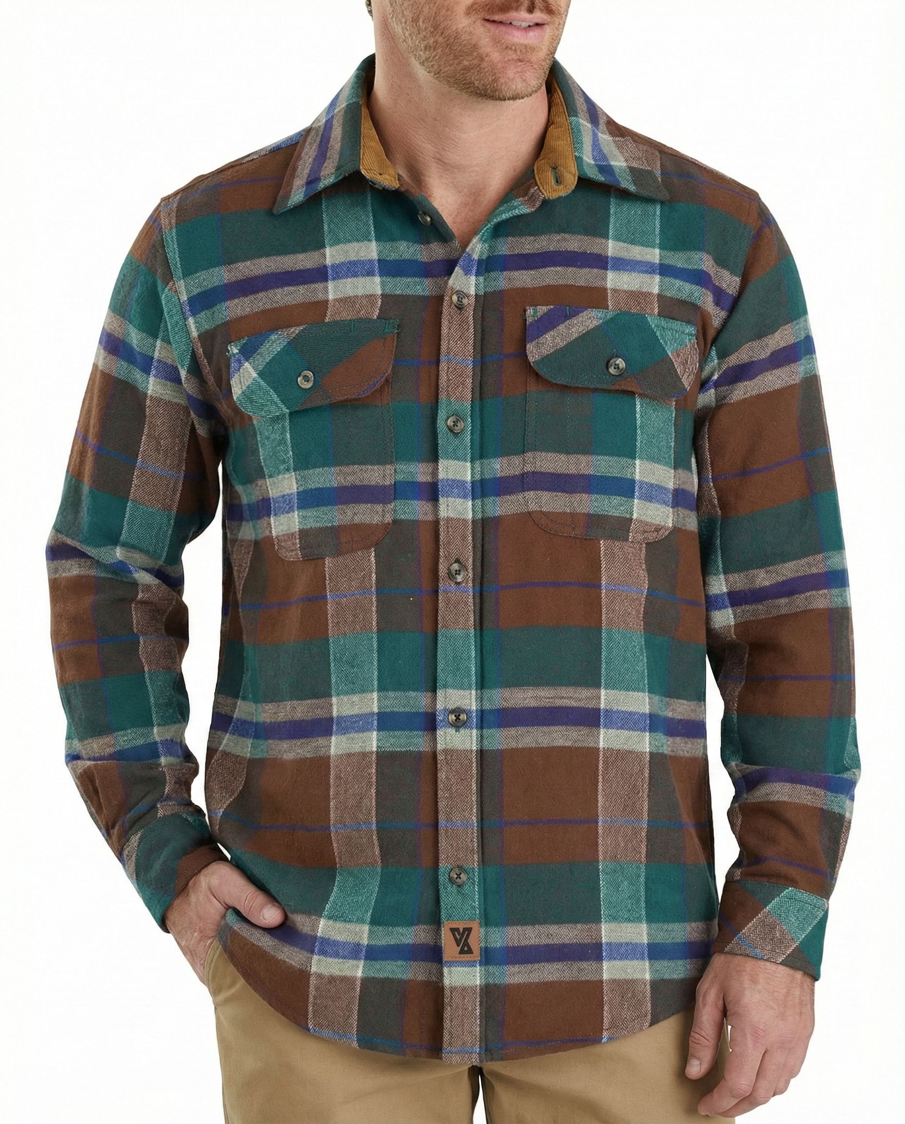 Men's Smoky Mountain Long Sleeve Plaid Button Down Casual Flannel Shirt