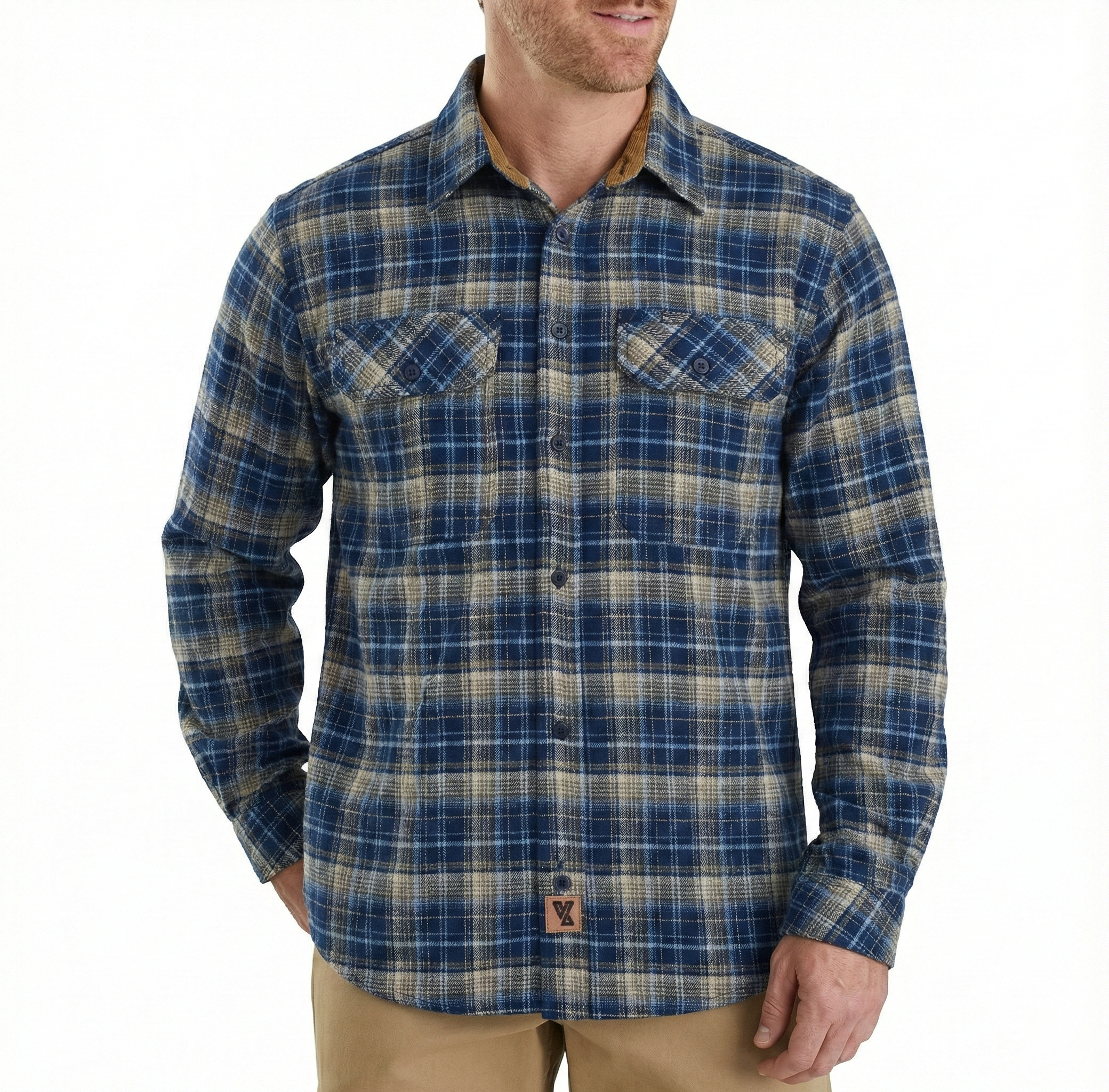 Men's Keen Midnight Long Sleeve Plaid Button Down Casual Flannel Shirt