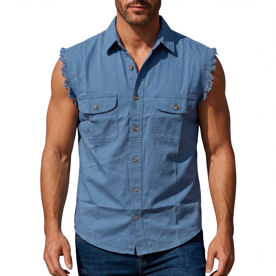VB701 - Mens Cutoffs Light Blue Shirt