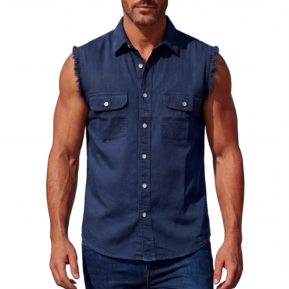 VB706 - Mens Cutoffs Dark Blue Shirt