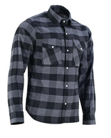 Vance VB740GB Grey Men's Long Sleeve Plaid Snap Down Casual Flannel Shirt, 100% Cotton