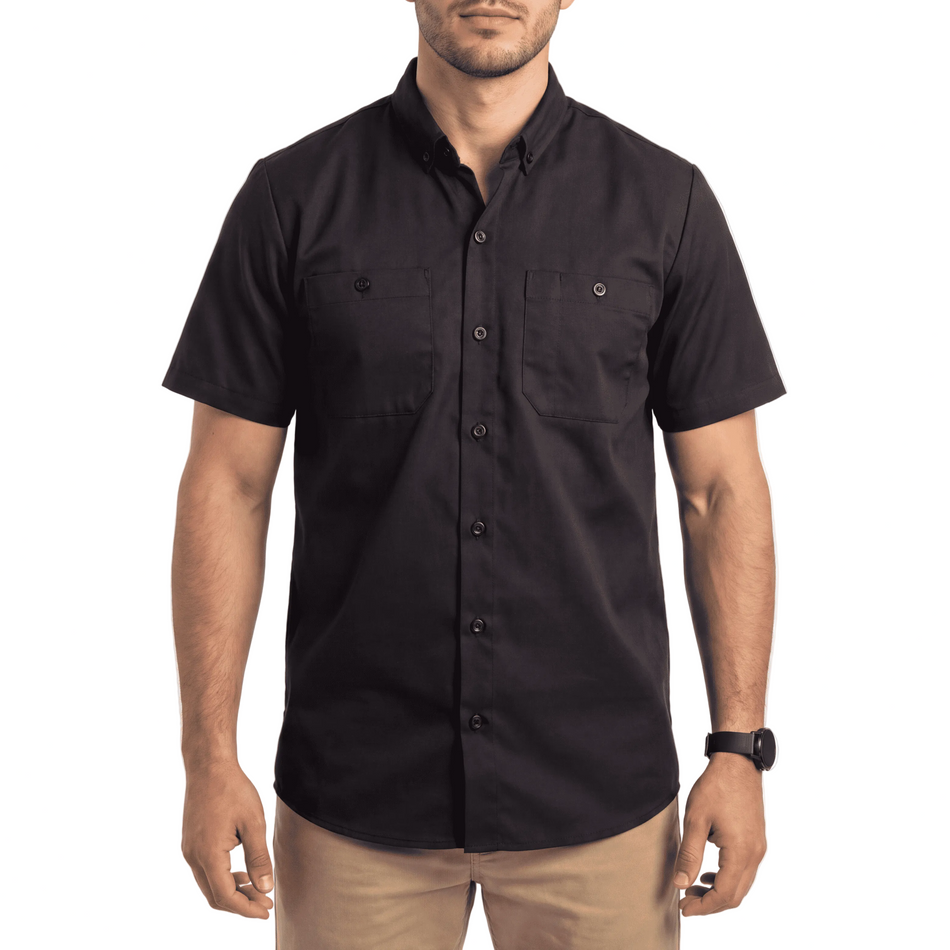 VB771BB - Men's Work Shirts Black with Black sides