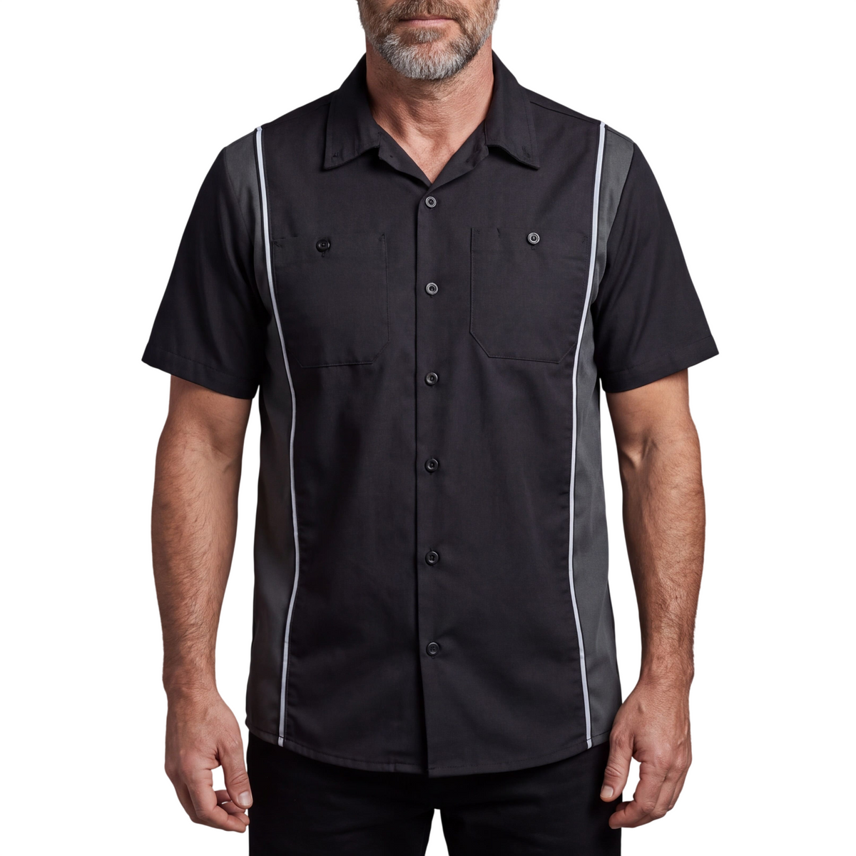  Men's Work Shirts Black with Grey sides - front
