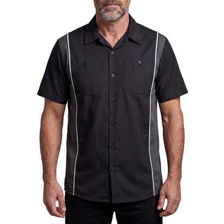  Men's Work Shirts Black with Grey sides - front