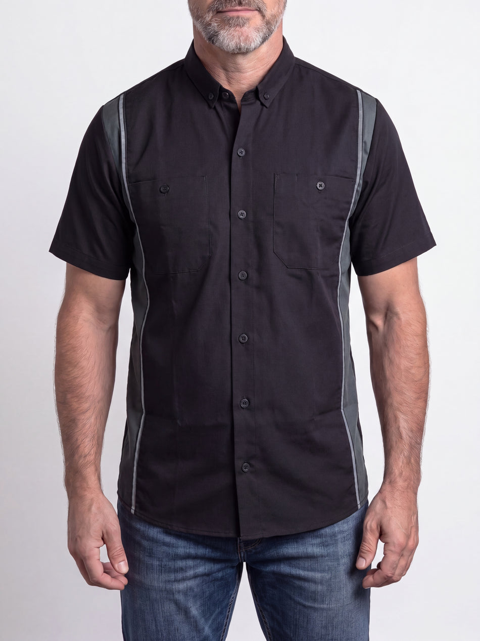 VB771BG - Men's Work Shirts Black with Grey sides