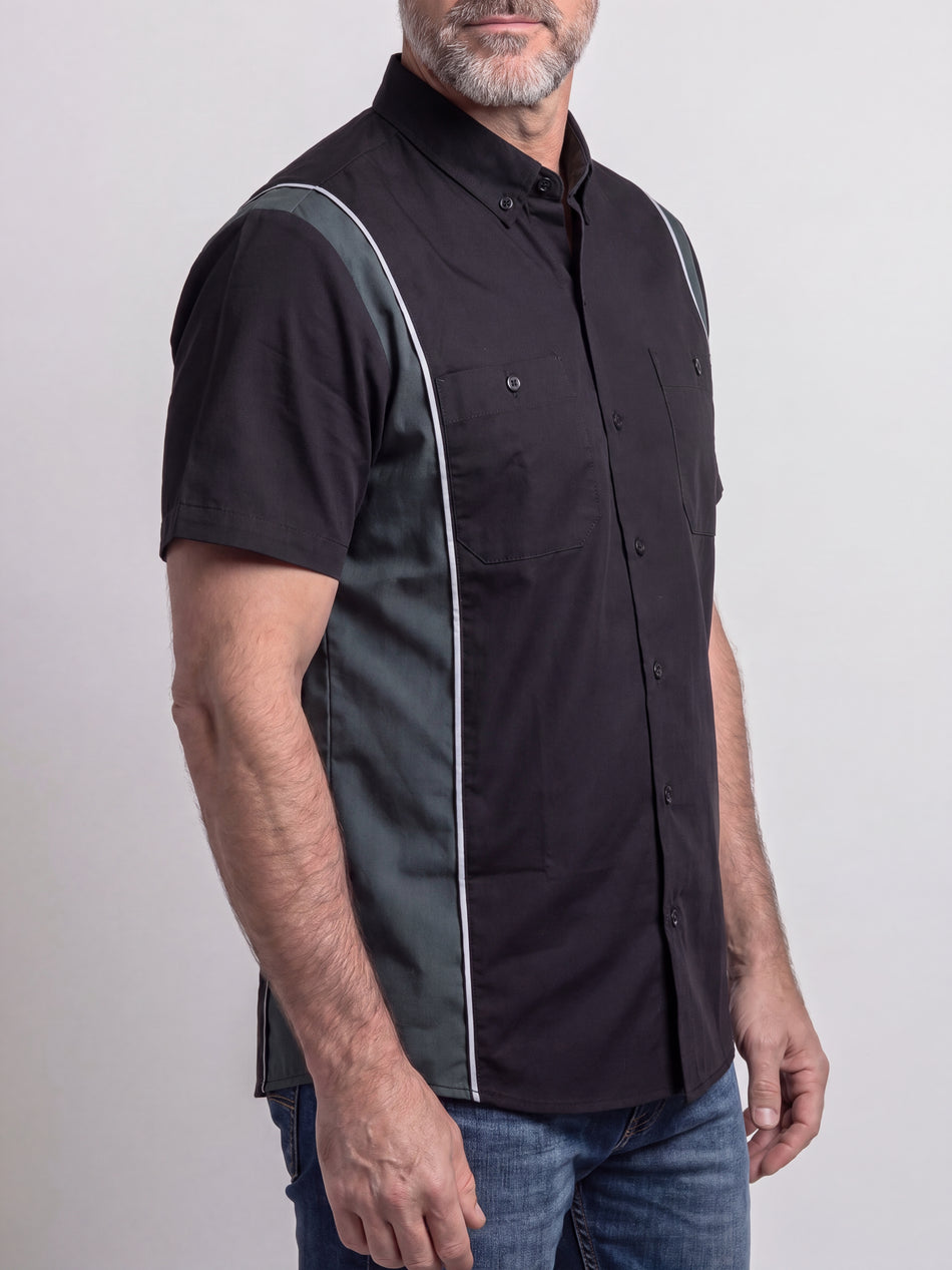 VB771BG - Men's Work Shirts Black with Grey sides