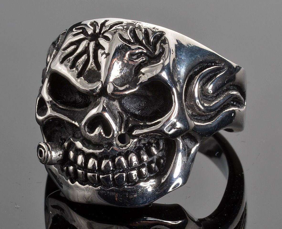 VJ1012 Stainless Steel Men's Bite The Bullet Ring