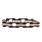 Two Tone Black and Candy Red Ladies Bike Chain Bracelet with White Crystal Centers