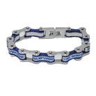 Vance Leather's Bracelets Two Tone Silver and Candy Blue Bike Chain Bracelet with Blue Crystal Centers