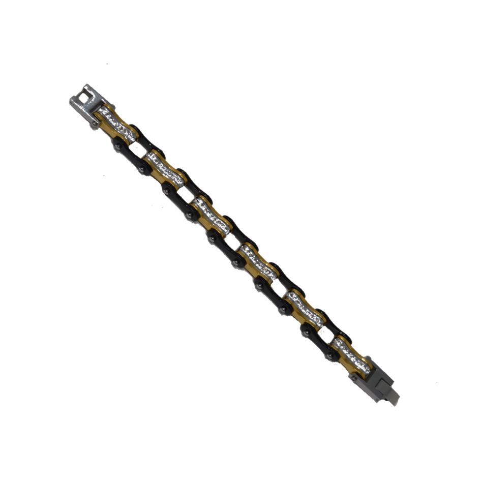 VJ1113 Two Tone Black and Gold with White Crystal Centers