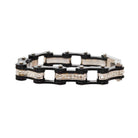  Two Tone Black and Black Ladies Bike Chain Bracelet with White Crystal Centers