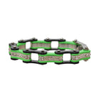 Vance Leather's Bracelets Two Tone Black and Lime Green Ladies Bike Chain Bracelet with White Crystal Centers