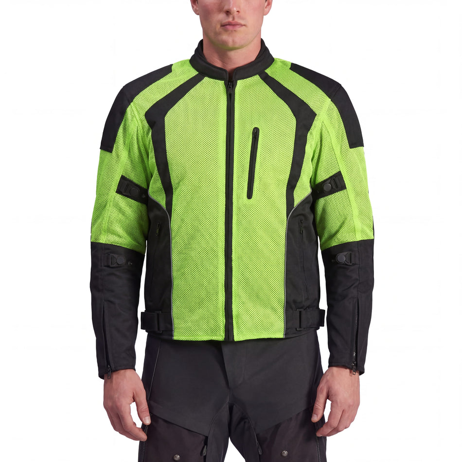 VL1623HG - Mens Hi Vis All Weather Season CE Armor Mesh Motorcycle Jacket