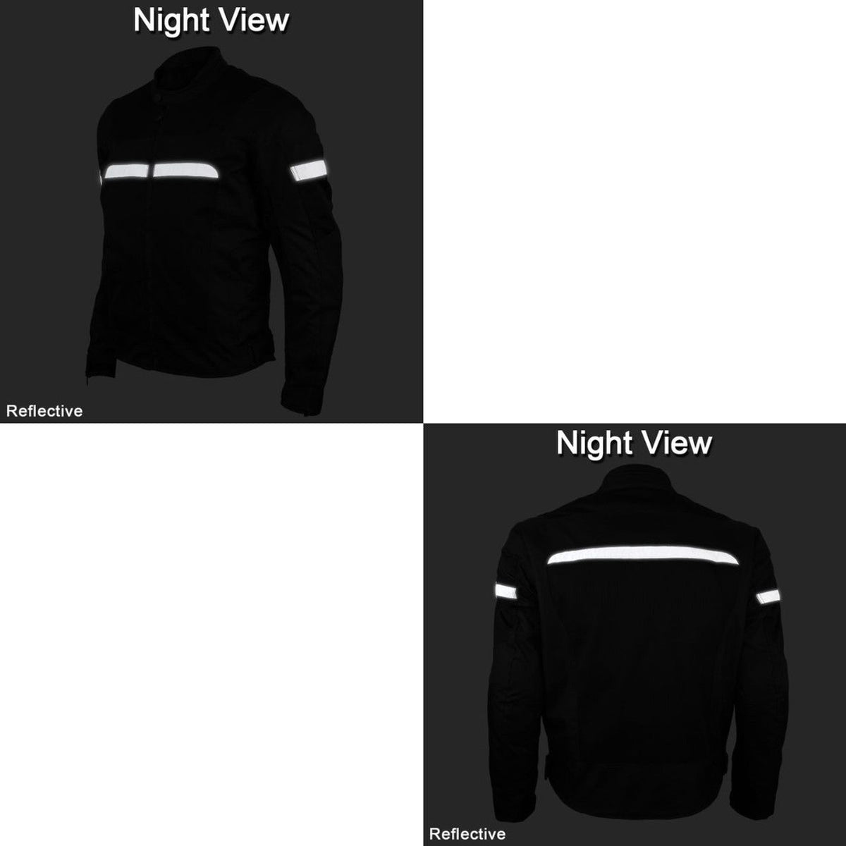 Advance Vance VL1624B Mens All Weather Season CE Armor Mesh Motorcycle Jacket - Night View