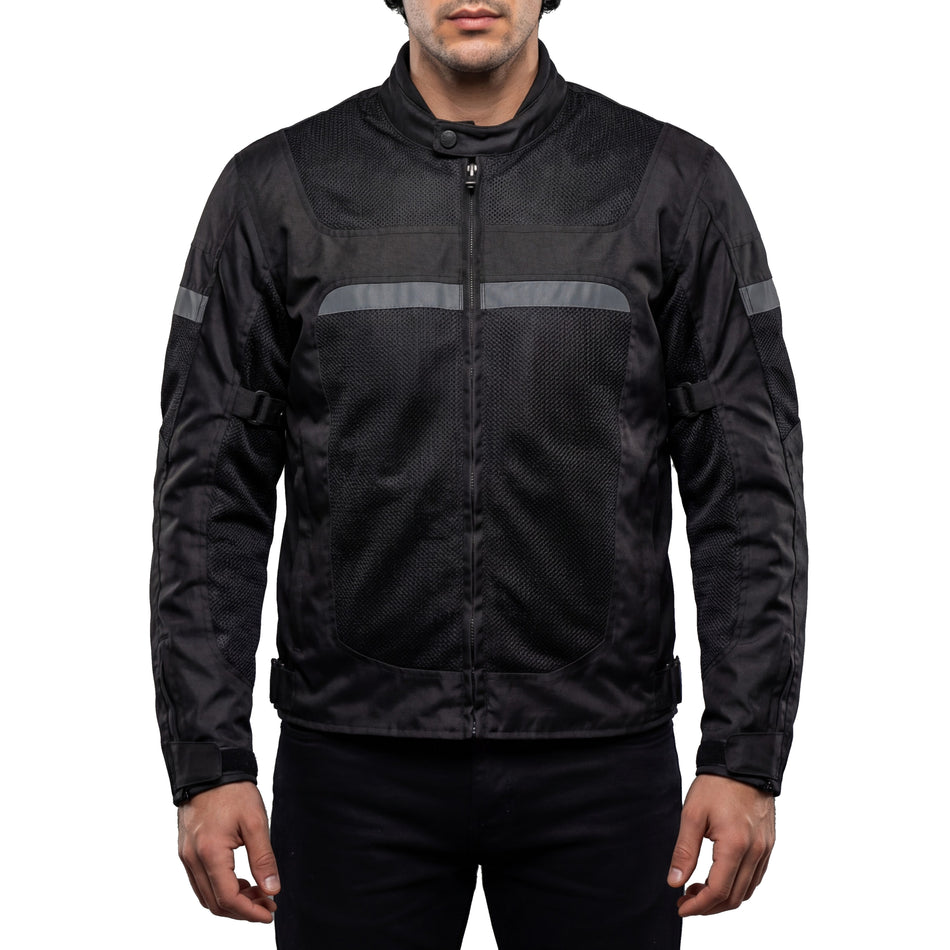 VL1624B - Vance Mens All Weather Season CE Armor Mesh Motorcycle Jacket