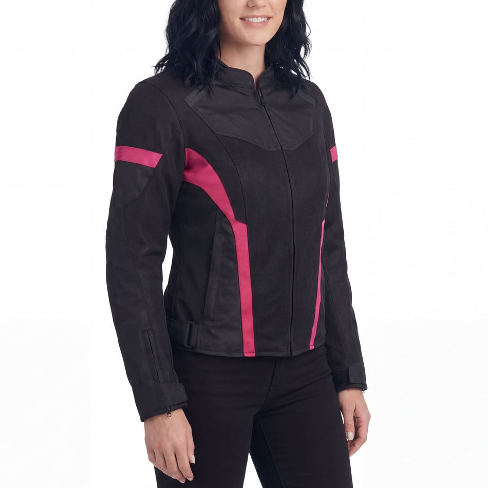 Vance VL1674P Women's Black Pink All Weather Season CE Armor Lady Biker Mesh Motorcycle Riding Jacket