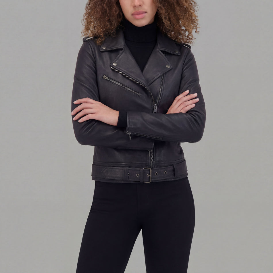 VL616 - Vance Leather Ladies Premium Goatskin Classic Motorcycle Leather Jacket