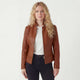 VL650Br - Vance Leathers 'Maya' Ladies Premium Soft Lightweight Brown Fitted Motorcycle Leather Jacket