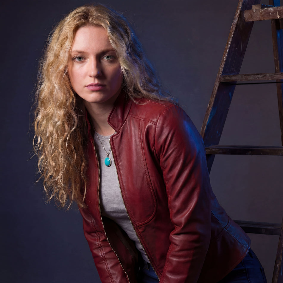 VL650BU - Vance Leathers 'Maya' Ladies Premium Soft Lightweight Burgundy Fitted Motorcycle Leather Jacket