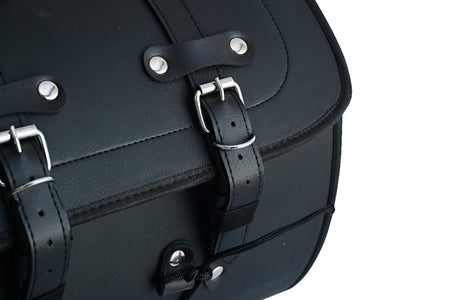 Vance Premium PVC Motorcycle Tail Bag | Durable Travel Storage Bag with Quick-Release Straps & Side Pockets - Strap Buckles