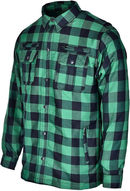 Vance Leathers USA's Riding Shirts W/Waterproof Zippers & C.E. Armor -Green-Black-Side