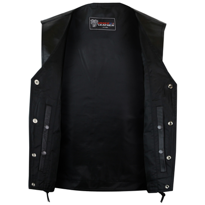 VL939S - Vance Leathers Mens Black Straight Bottom Leather Motorcycle Vest