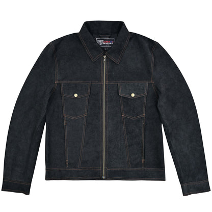VL570B - Rancher Goat Suede Trucker Black Leather Jacket