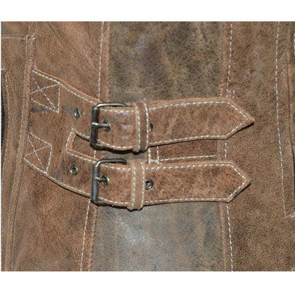 High Mileage HML639 Womens Black and Brown Vintage Style Lady Biker Concealed Carry Motorcycle Riding Jacket - Detail View